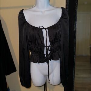 Black Satin Long sleeve top
